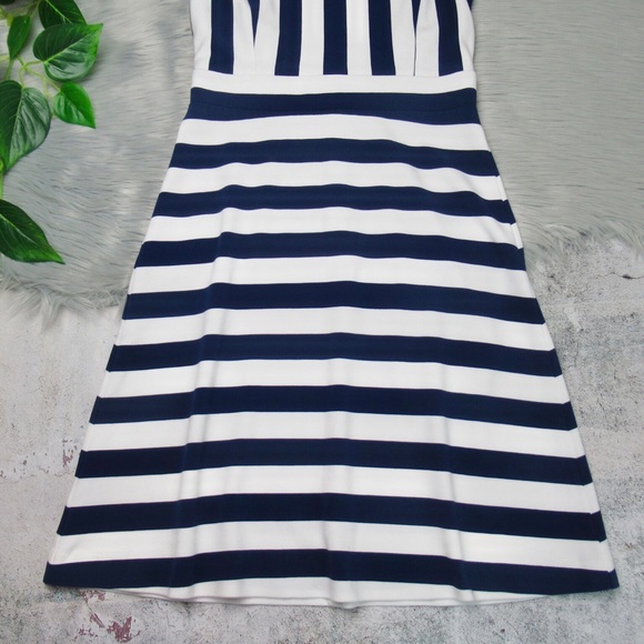 ANN TAYLOR Blue White Striped Sleeveless Fit Flare Dress Women’s Size 2 - Picture 7 of 13